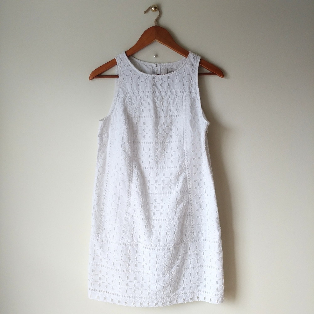 Loft ▪ White Eyelet Tank Top Dress